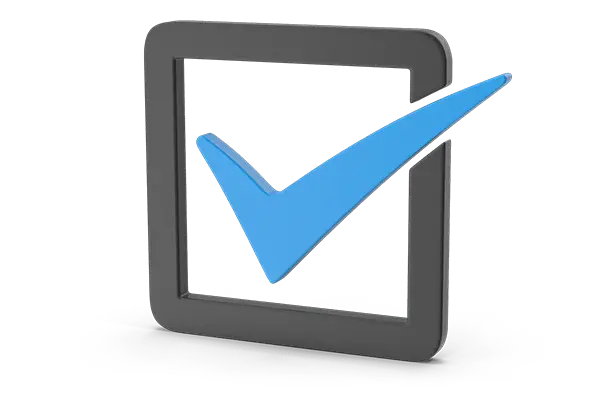 The Mufflerman A 3D check mark symbol with a blue tick inside a black square frame, resembling a streamlined vehicle service badge. The design is simple and modern, set against a plain background.